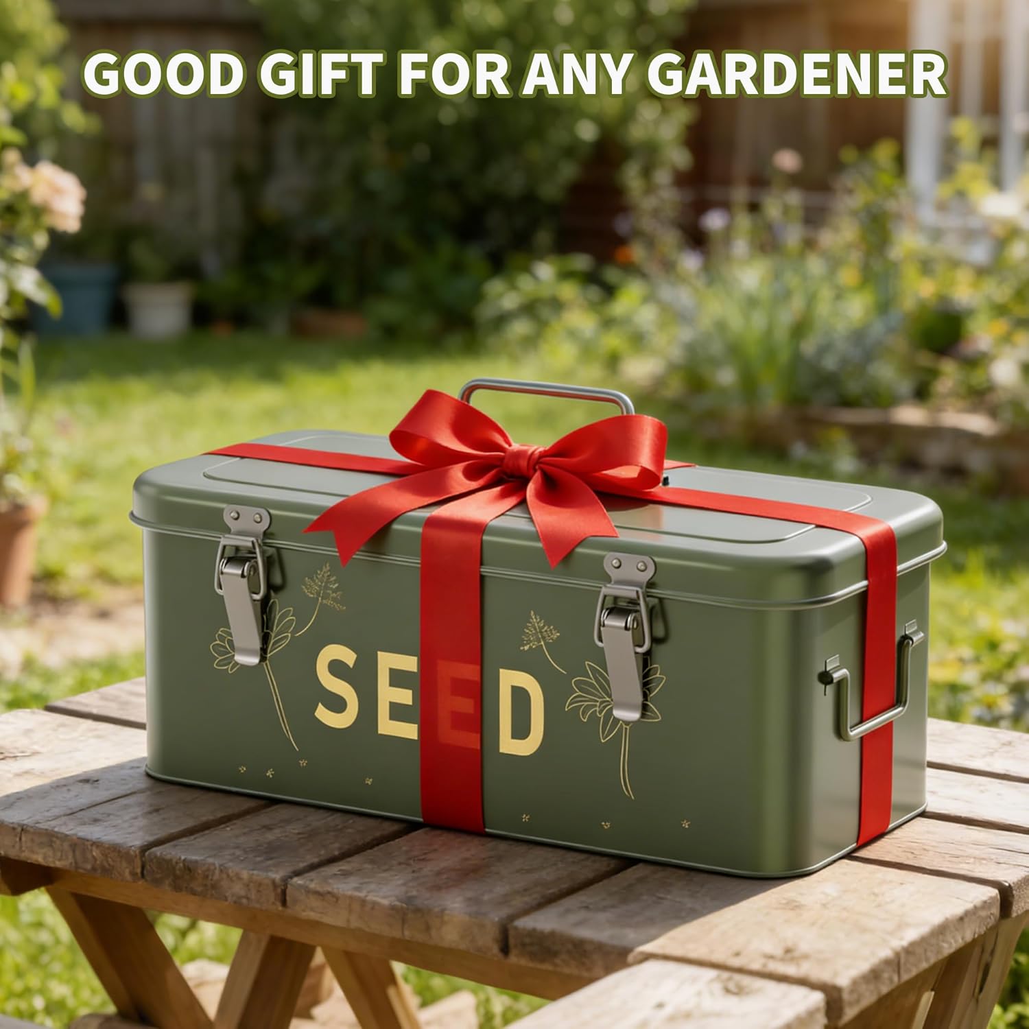 Orionstar Seed Storage Organizer, Metal Seed Saving Box with Lid, 30 Slots, 4 Compartments with Safety Locks, Includes 30 Seed Envelopes, Marker Pen, Label Sticker, Blackish Green - Image 7