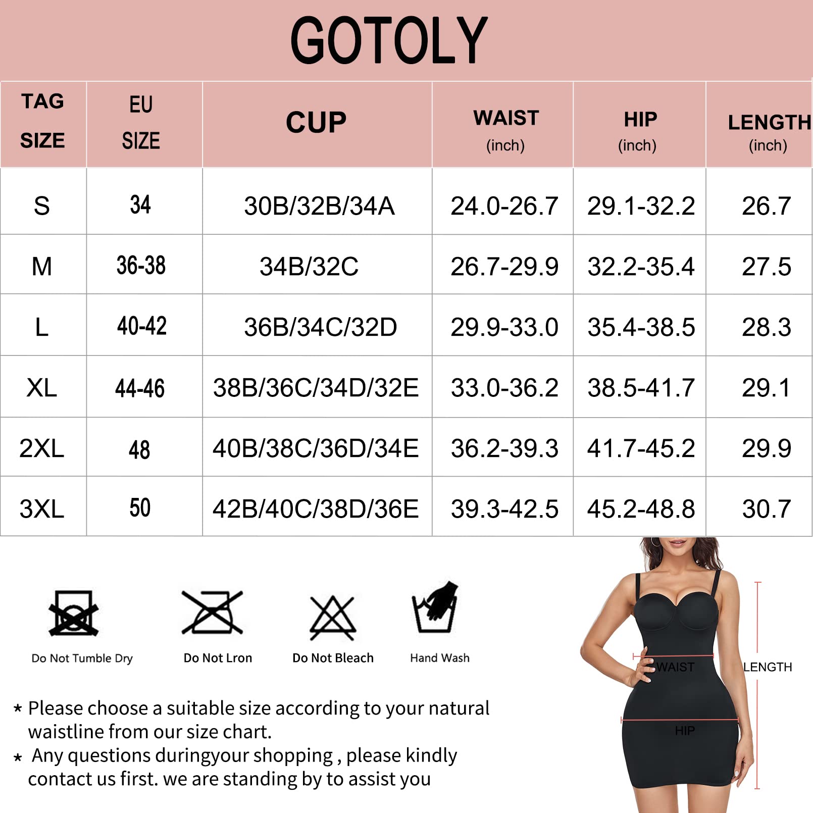 Gotoly Vestido Moldeador con Tirantes Ajustables Vestido de Mujer que Moldea la Figura Full Slips Control Dress Shapewear Body Shaper con Sujetador Incorporado