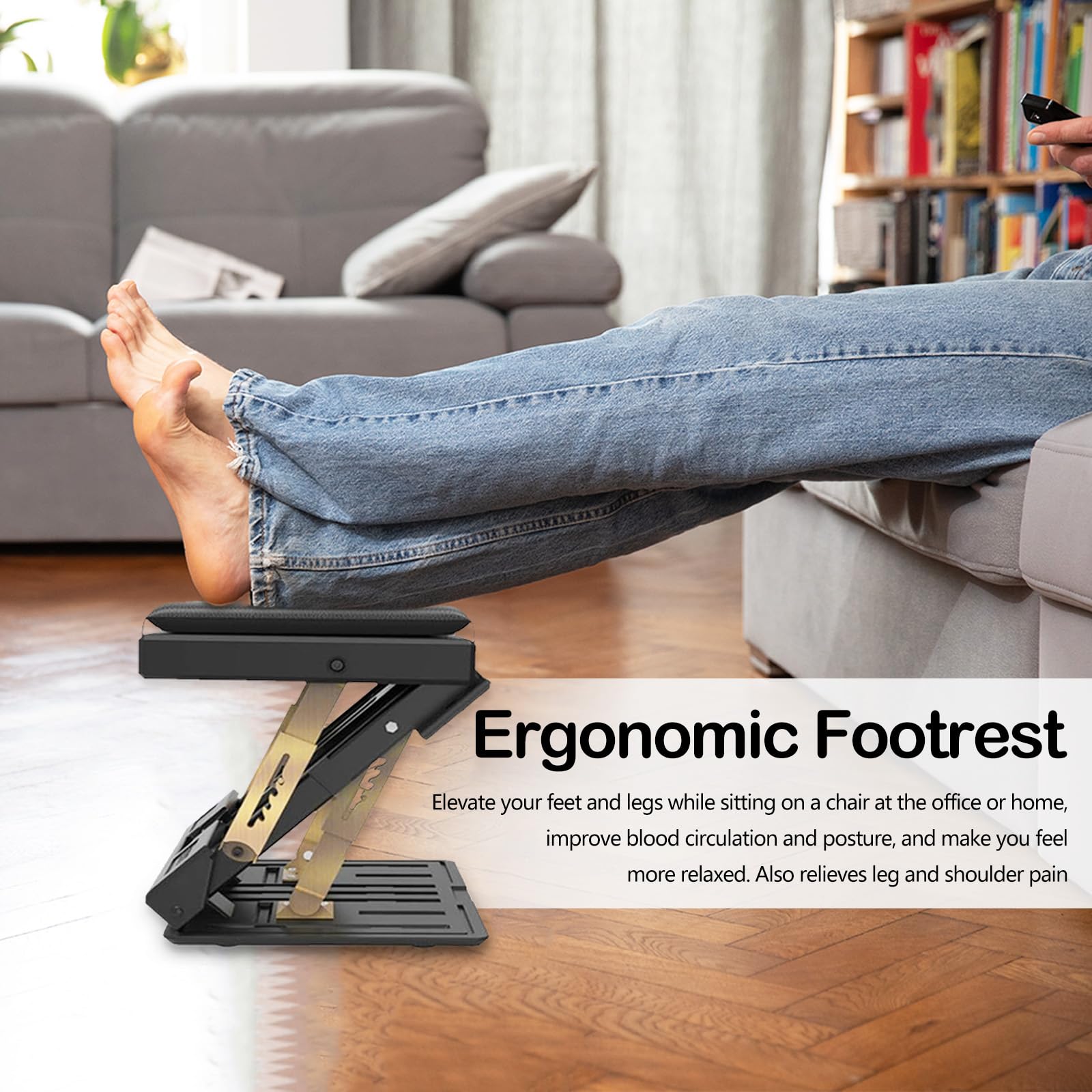 Repose-Pieds De Bureau, Repose Pieds RéGlable Repose-Pieds Ergonomique Repose Pieds De Bureau Amovible Avec Massage Et Coussin De SièGe Doux Pour Voiture Bureau Maison Voyage (Noir)