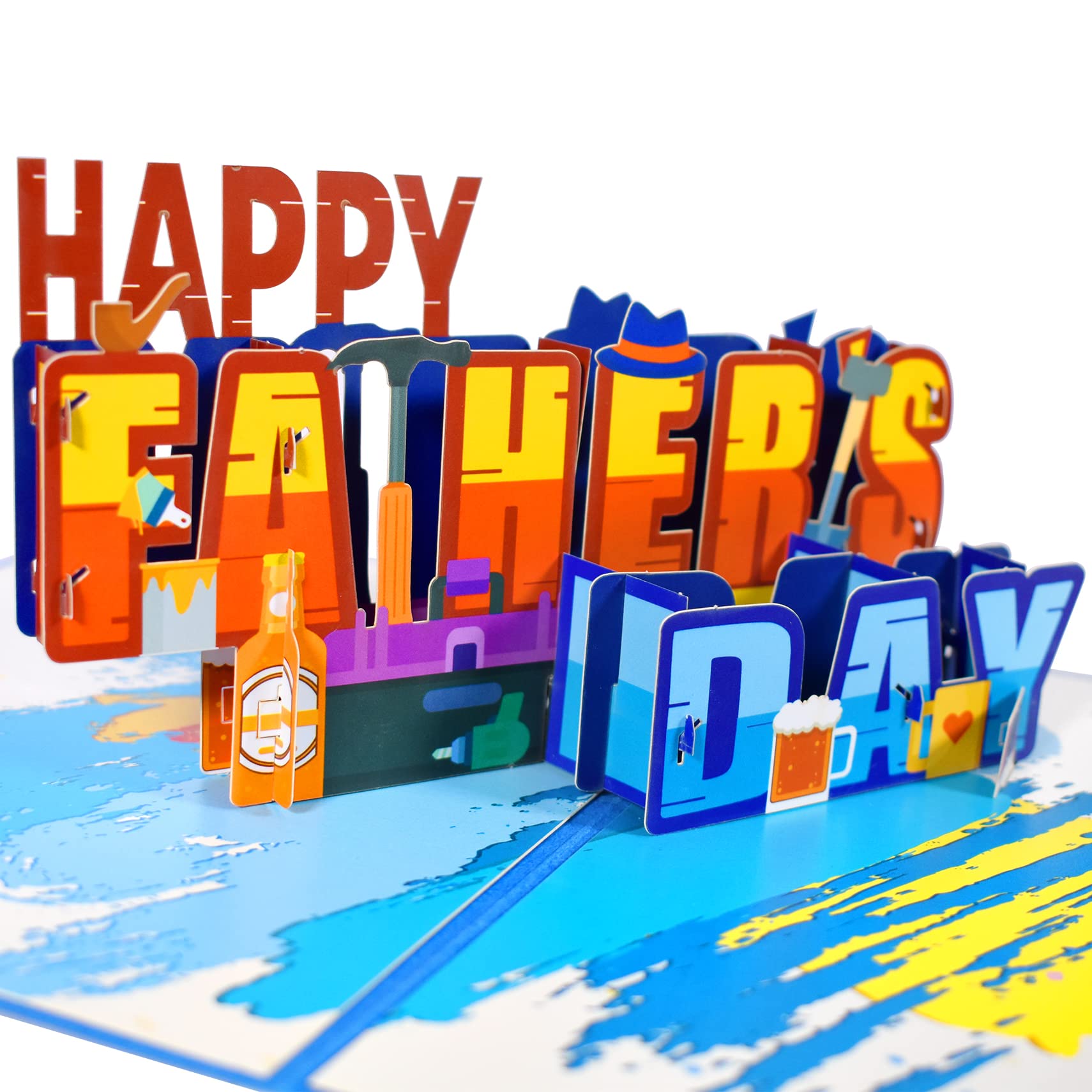 GREETING ART Happy Fathers Day Pop Up Card, Pop Up Father’s Day Card from Son Daughter Wife, 3d Greeting Cards for Dad, Husband, Grandpa, Brother, Grandad
