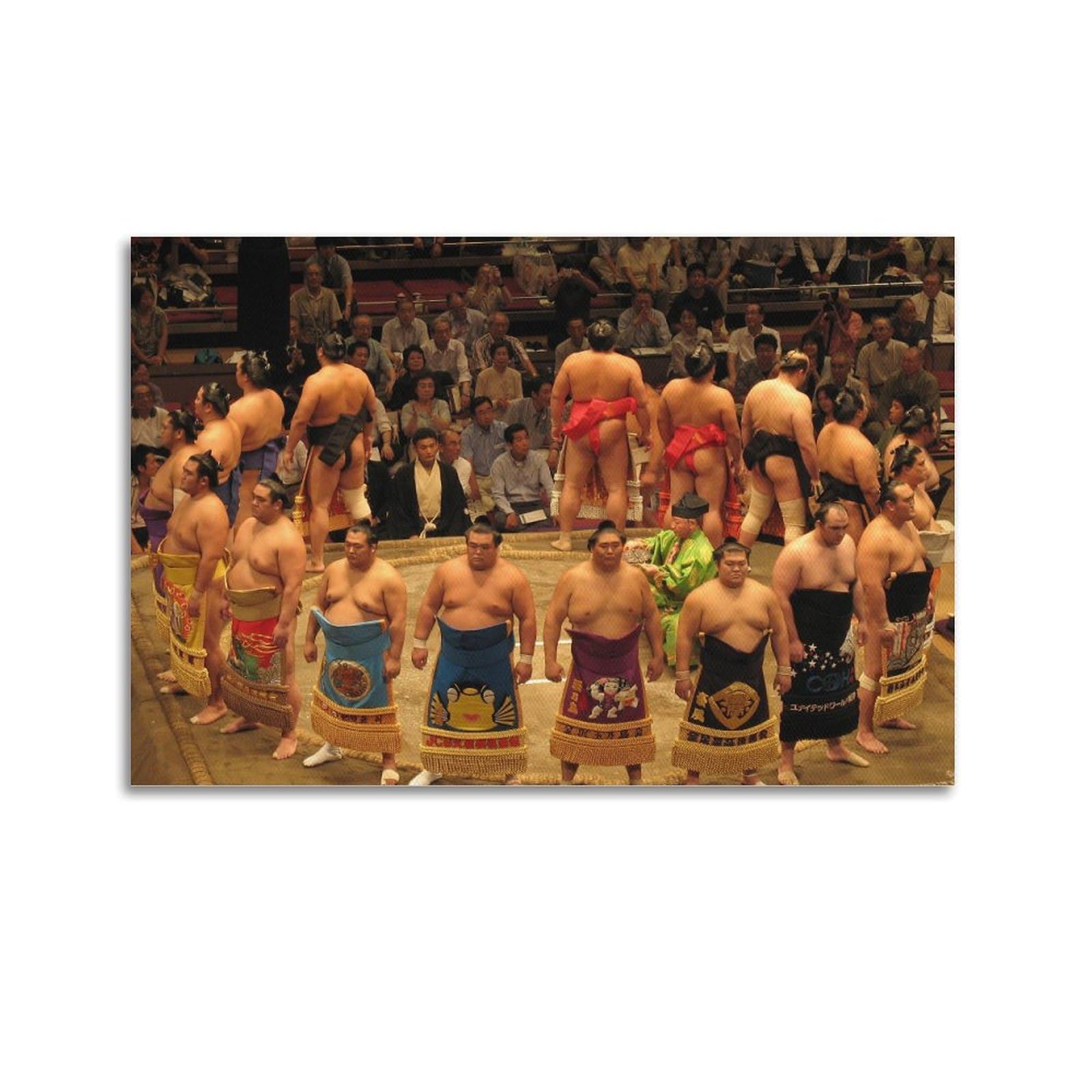 XHHOKA Competitive Poster Japanese Sumo Wrestling Decorative Canvas Wall & Art Poster Painting 24x36inch(60x90cm)