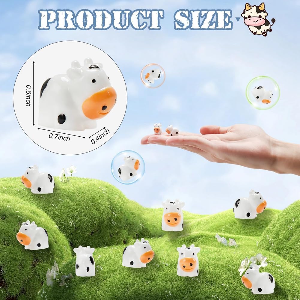 100 Pcs Mini Vache Figurines Résine Vache Miniature Animaux Figurines Fée Jardin Miniature Mousse Paysage DIY Artisanat Facile à Utiliser