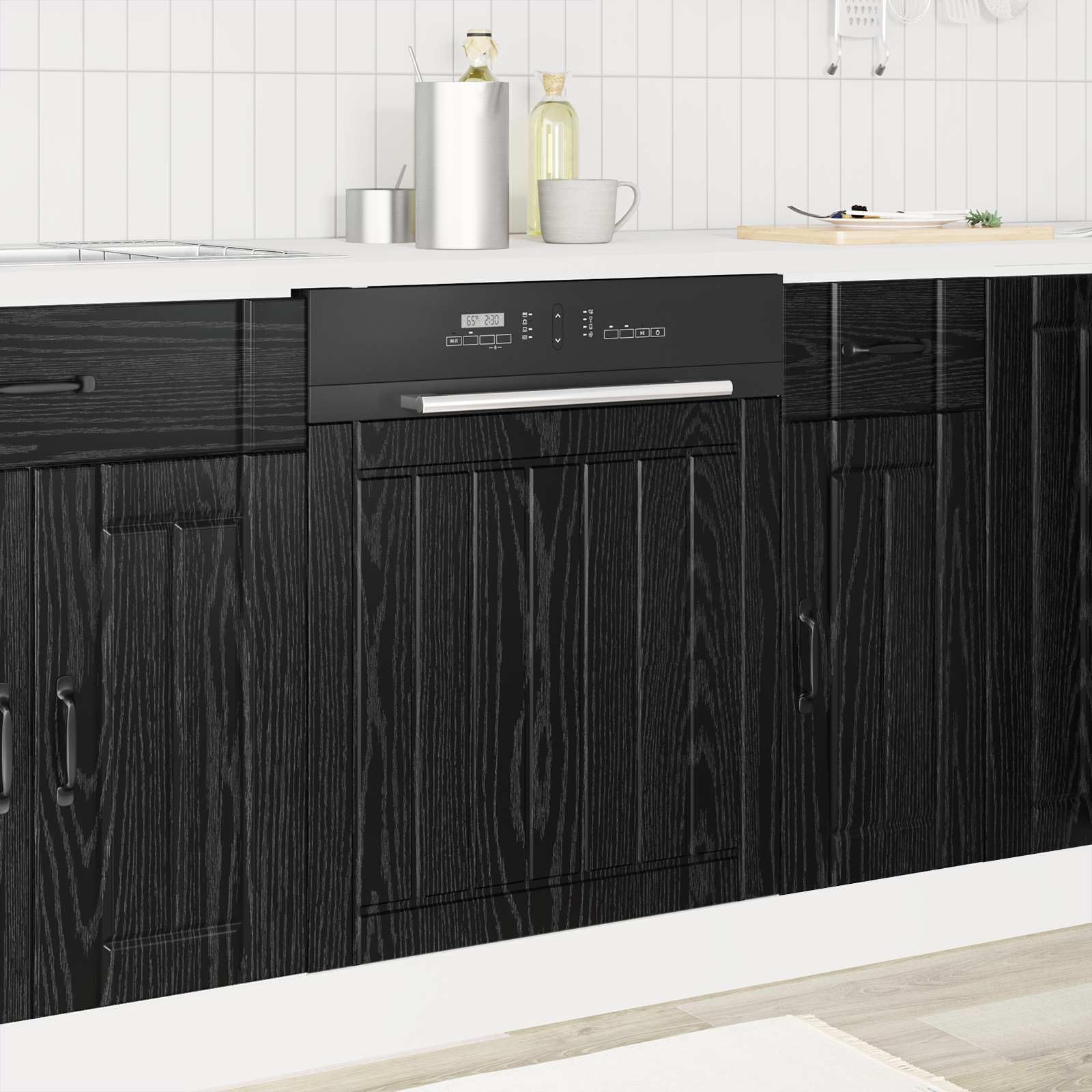 Lucca - Frontal para lavavajillas (60 x 1,5 x 57 cm, madera de roble negro, panel duradero para armario de cocina, armario inferior, armario superior con diseño moderno, espacio de