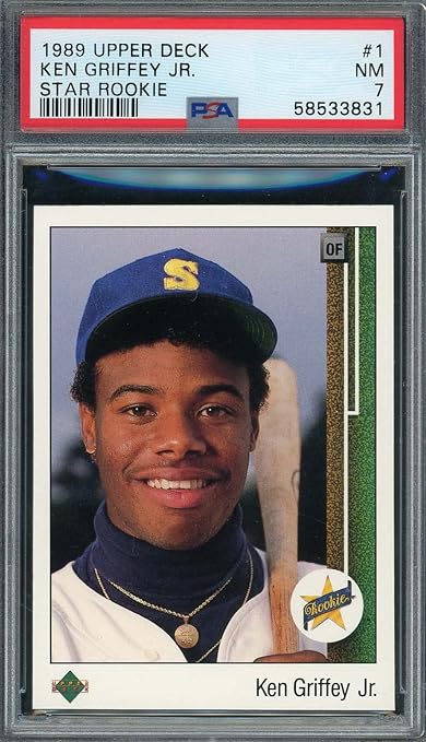 Ken Griffey Jr 1989 Upper Deck Baseball Star Rookie Card RC #1 Graded PSA 7
