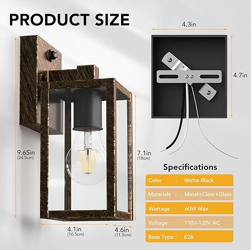 Miniatura 18 de PARTPHONER Lámparas para exteriores del atardecer al amanecer, paquete de 2 luces con sensor de porche, lámpara de iluminación impermeable