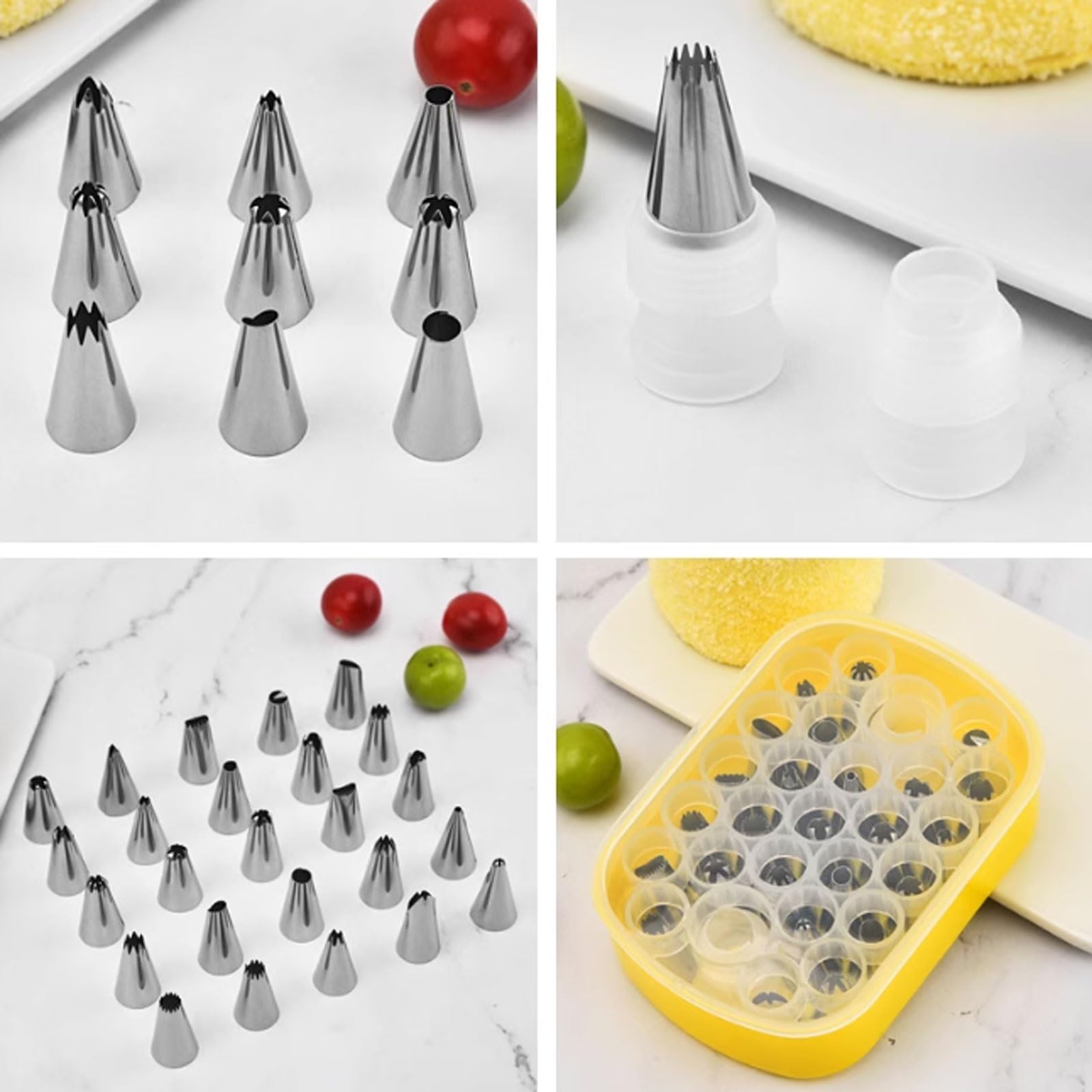Juego de decoración Pasteles Acero Inoxidable 25 Piezas Completo con Caja Almacenamiento Herramientas for Hornear for Puntas pastelería Crema Mantequilla(Wei�)