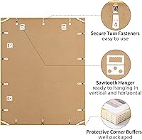 Vista 334 de Fun Memories Portarretratos de metal de 16 x 20 pulgadas con paspartú de 11 x 14 pulgadas, acabado de aluminio cepillado, parte delantera de vidrio