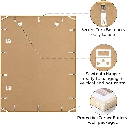 Miniatura 334 de Fun Memories Portarretratos de metal de 16 x 20 pulgadas con paspartú de 11 x 14 pulgadas, acabado de aluminio cepillado, parte delantera de vidrio
