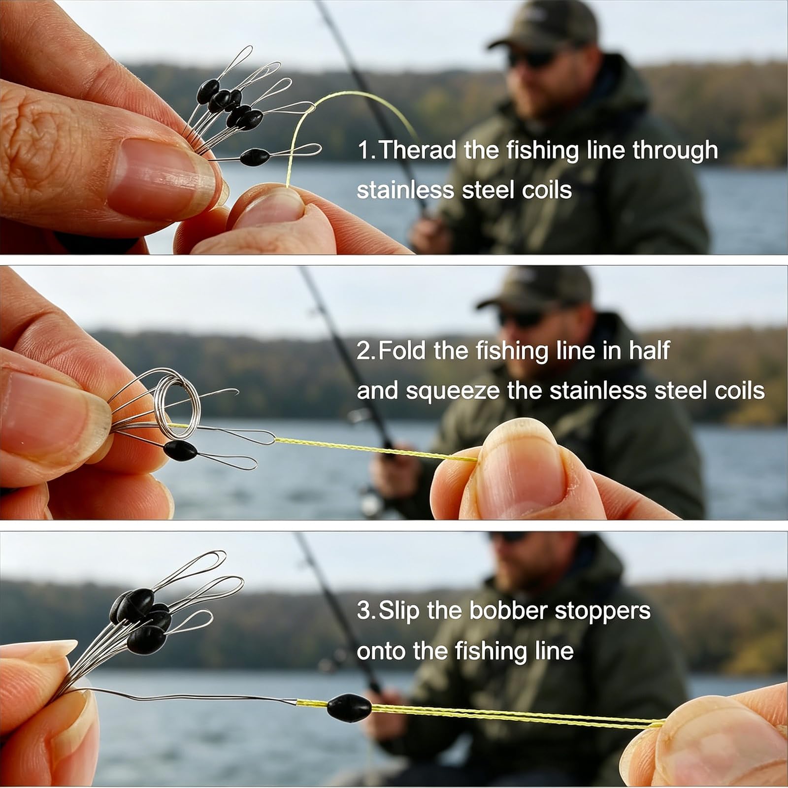 300 Tapón Flotador de Pesca de Goma, Tapón de Goma Cuerda de Cuerda Flotador de Pesca de Goma Tapón Flotador de Pesca 6 en 1, Negro