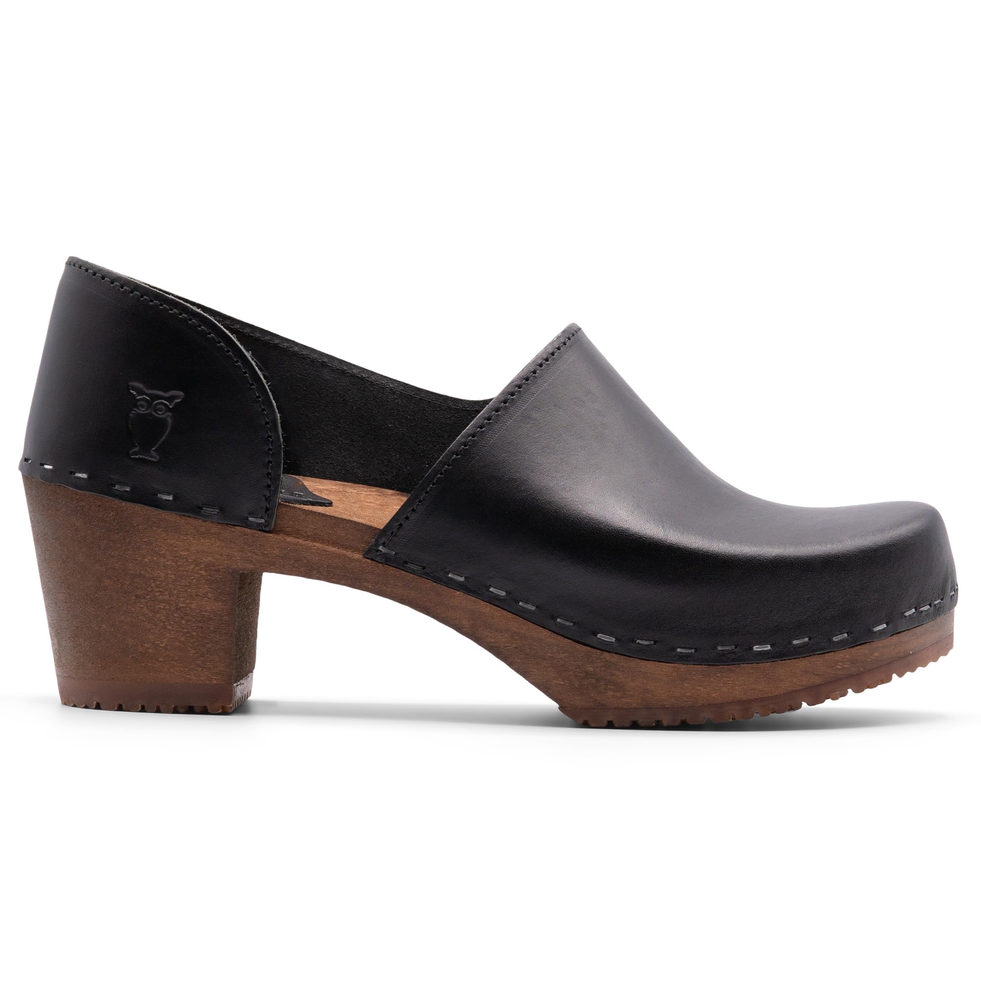 Sandgrens Handmade Swedish High Heel Wood Closed-Back Clogs for Women | Brett