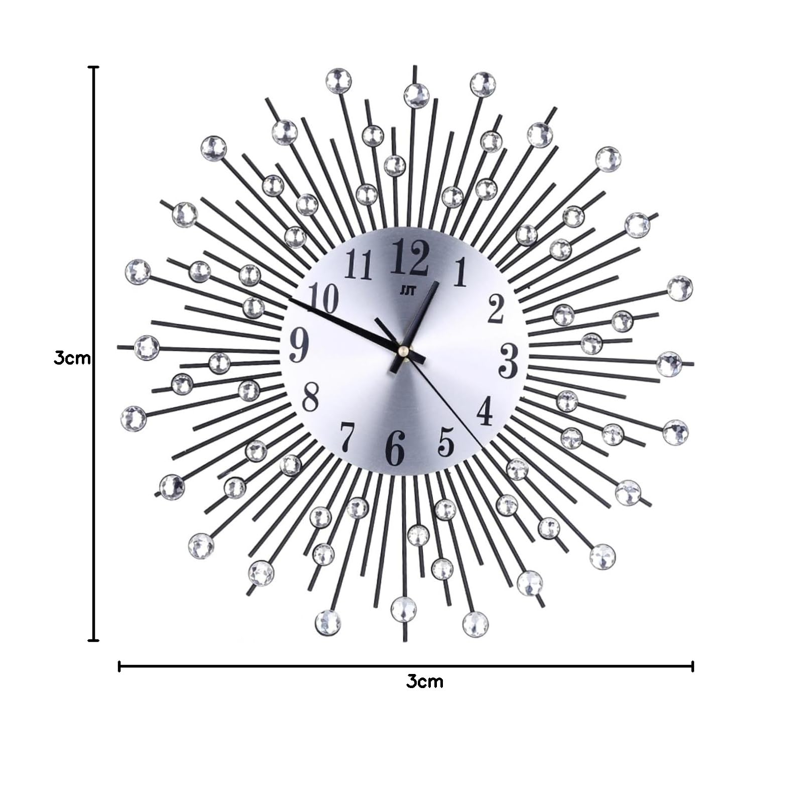 Cabilock Reloj de Pared Moderno Gemas Silencioso Decorativo de Hierro para Sala de Diseño Elegante para