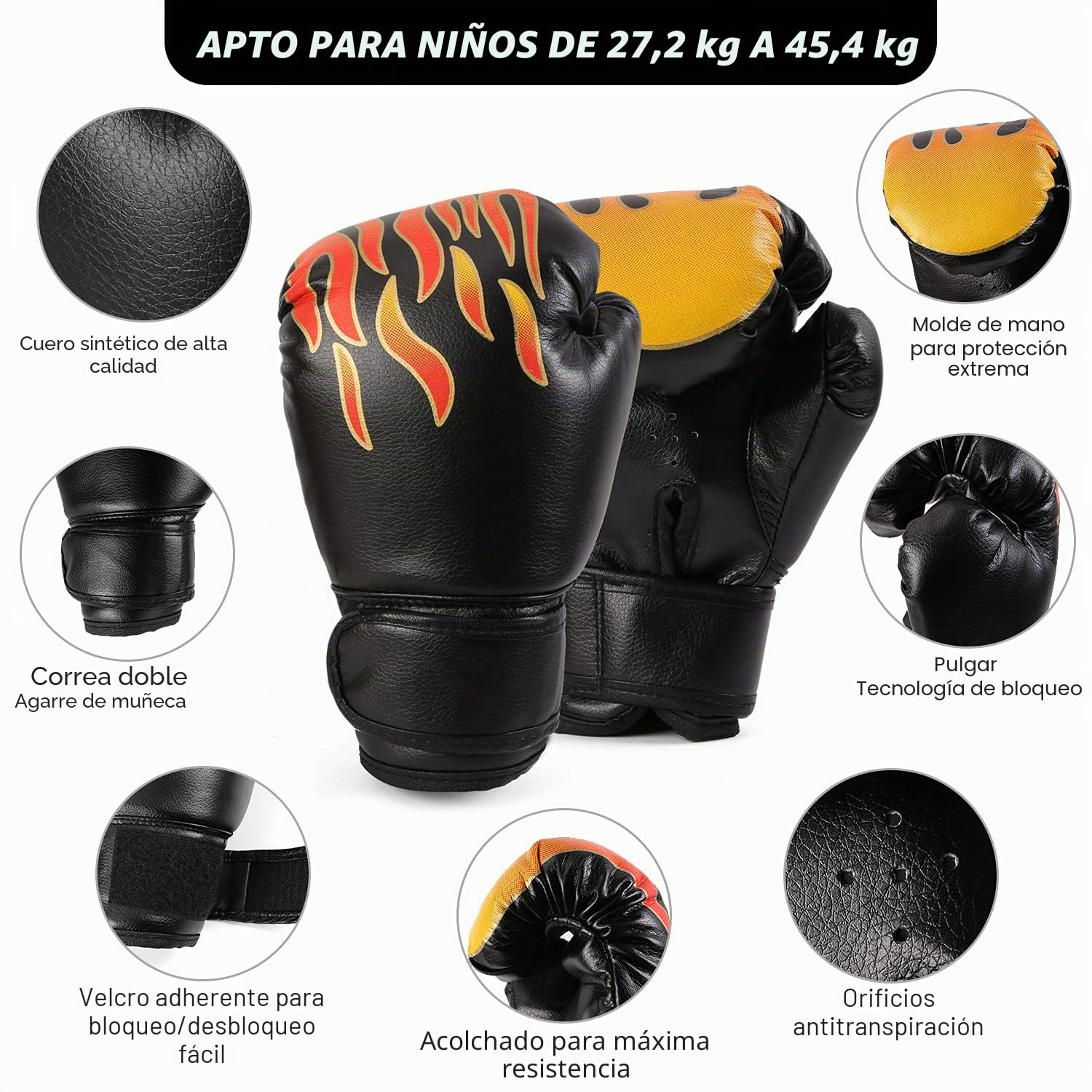 Odoland Kit de Boxeo 3-en-1 para Niños, Incluir Guantes de Boxeo, Patas de Oso, Paos de Boxeo, Guantes de Boxeo para Niños, Kickboxing, Karate, Muay Thai, Entrenamiento de MMA