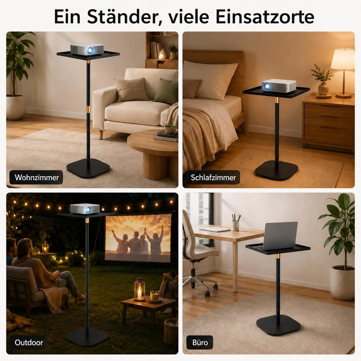 Beamer Ständer Höhenverstellbar 45 160 cm, Projector Stand aus Kohlenstoffstahl mit Schwerer Metallbasis, Beamer Halterung Bodenständer für Heimkino, Büro, Schlafzimmer und Outdoor