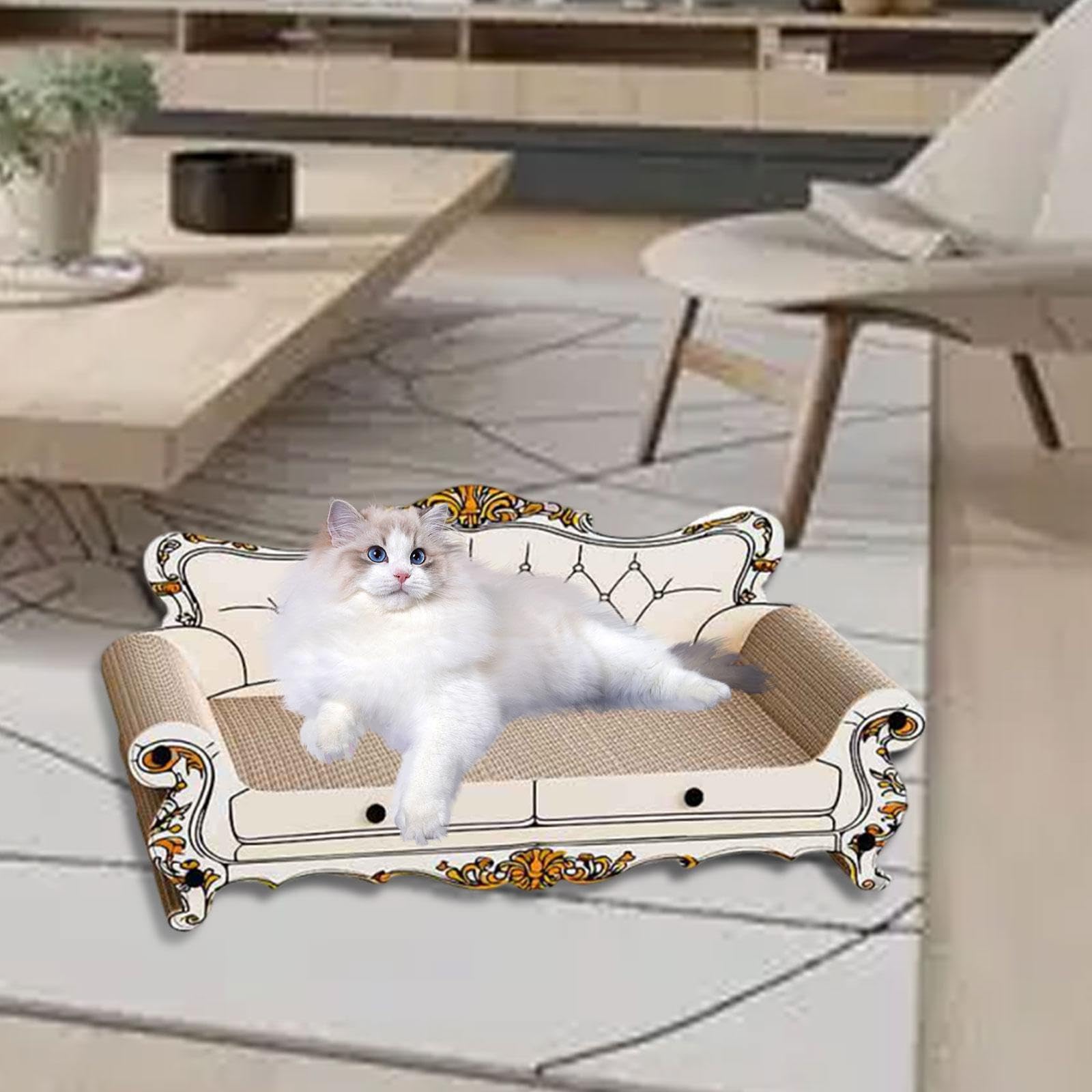 Griffoir pour Chat, Canapé-lit, Chaise Longue, Tableau Interactif, Accessoire en Carton Robuste, Fonction de Protection, Idéal pour Le Divertissement, Style A