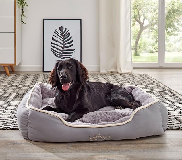 Foto 5 de 5 de Dehner Cama para Perros y Gatos Sammy, Aprox. 47 x 37 x 17 cm, poliéster, Gris