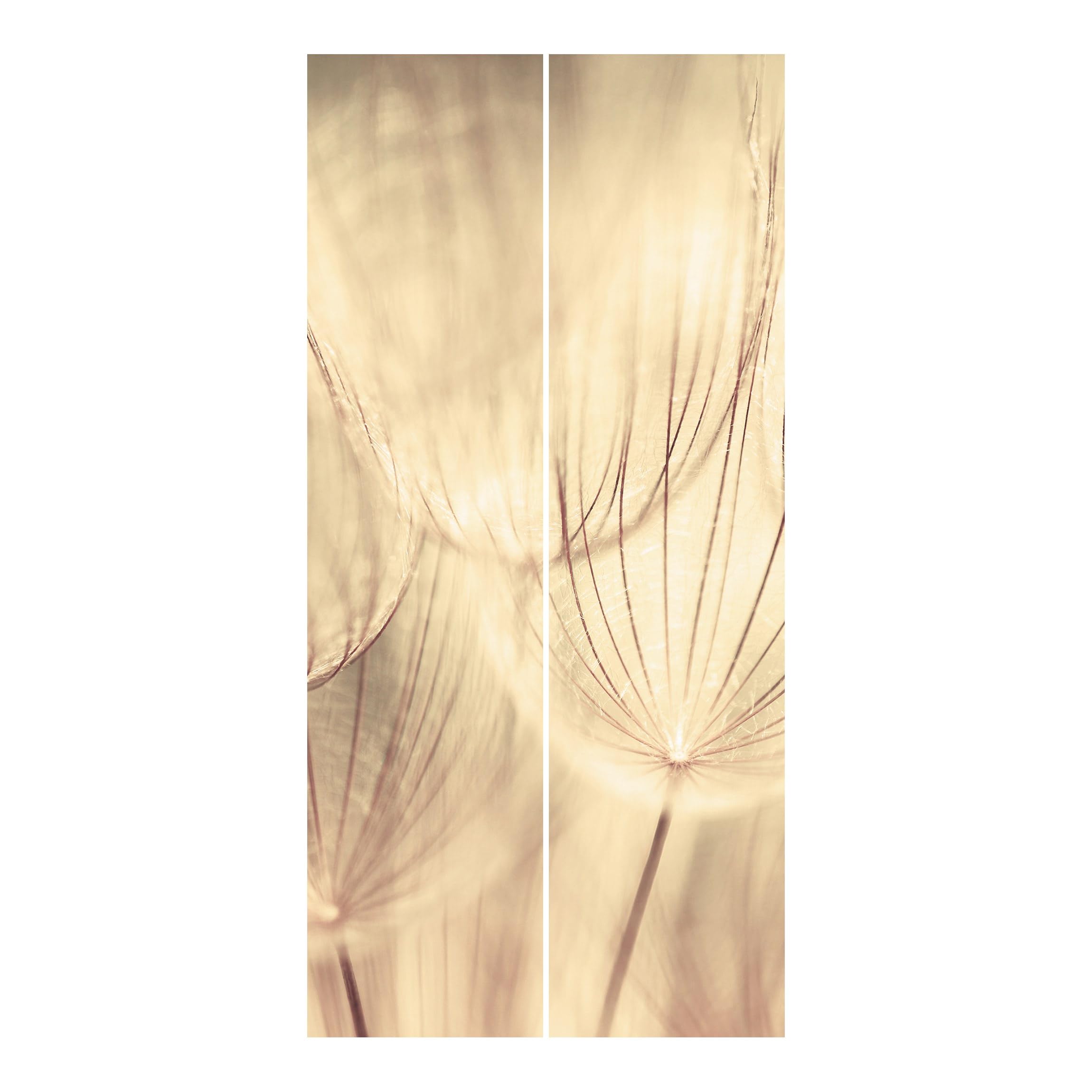 Schiebegardine halbtransparent 60er Paneel Klett Blumen Textil lichtdurchlässig - Motiv Modern Flächenvorhang gelb Wohnzimmer Schlafzimmer 1572 (120x250 cm - 2er Set)