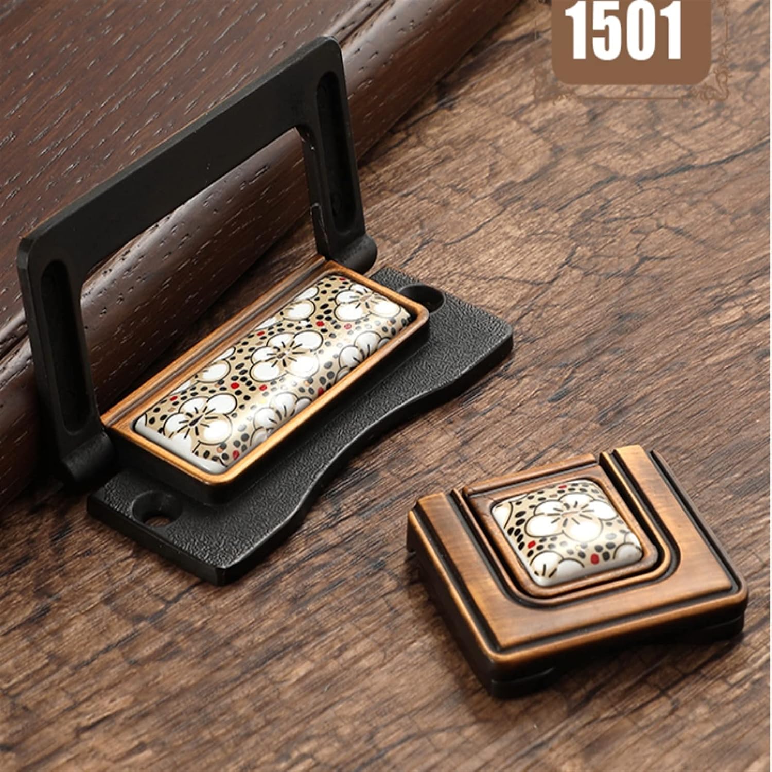 Antique Bronze Ceramic Cabinet Handles Vintage Drawer Knobs Wardrobe Door Furniture Handle Hardware 1Pcs (Color : Handle-1501FG-64)