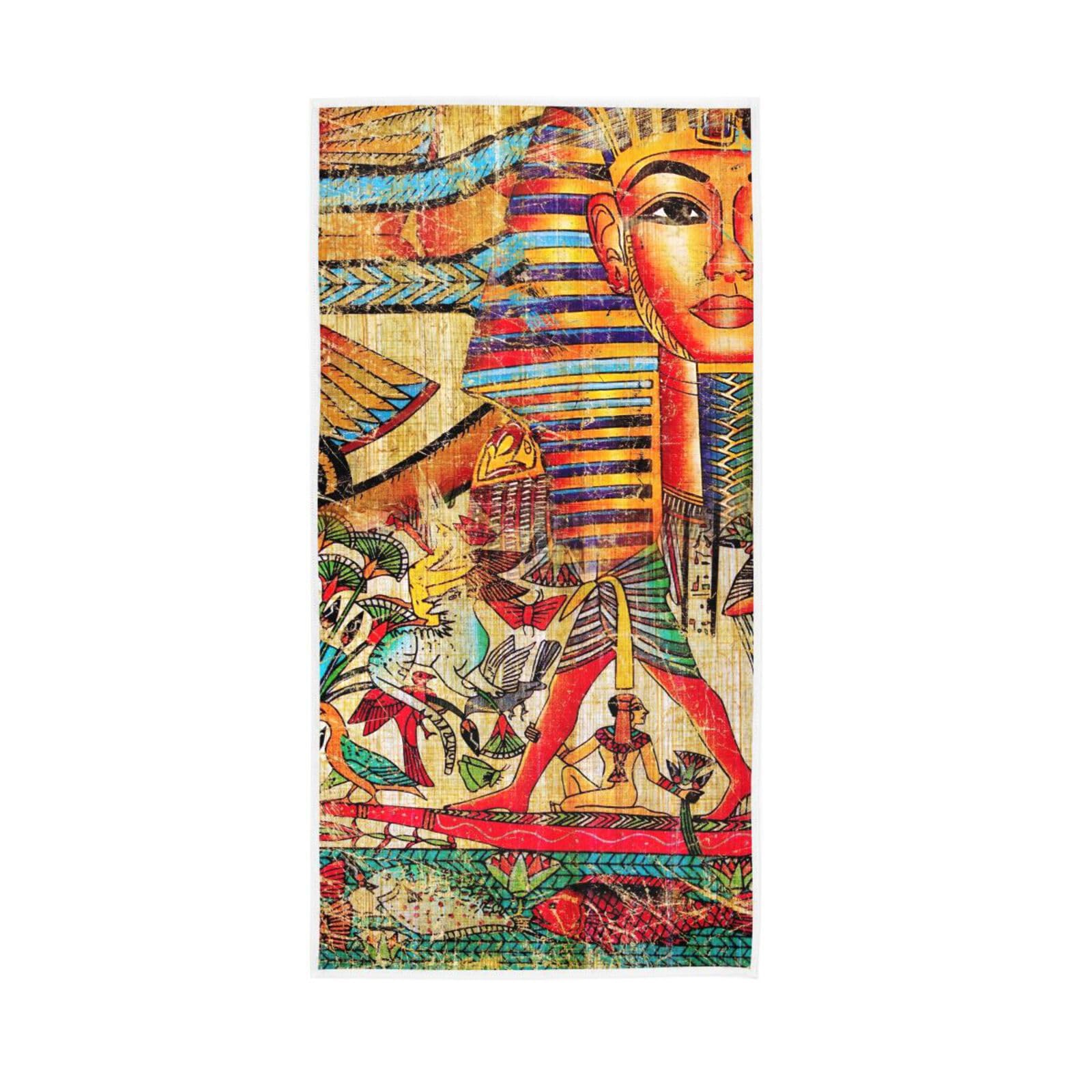 HUYGD Vintage Background Egyptian Style Towles, 15 x 30 Inch Hand Towels Decorative Thick Towels for Bathroom Esthetician Towels for Facials