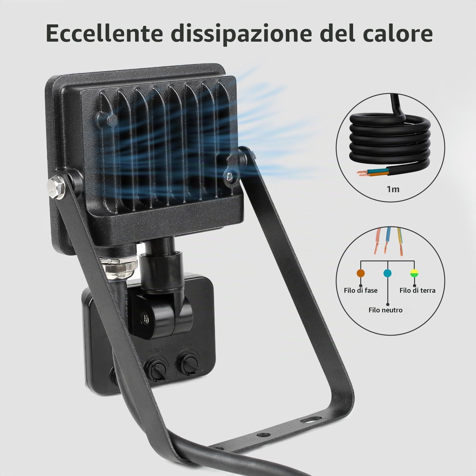Lepro Faro LED Esterno con Sensore di Movimento PIR 50W, 4200LM 5000K IP65 | Modalità Giorno Notte, Tempo 3–480s, Portata 4–10m, per Garage Giardino Ingresso Cortile
