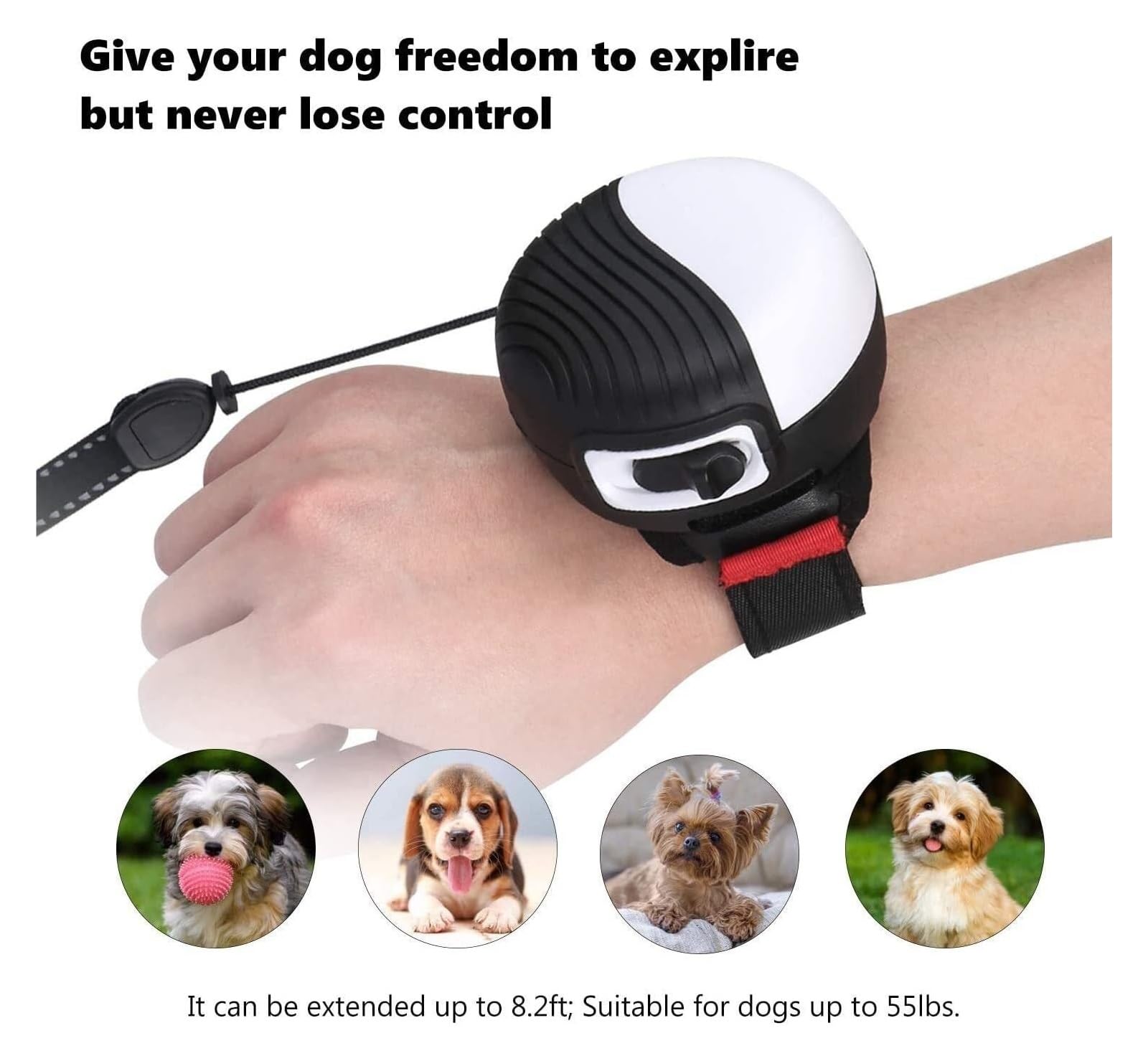Laisses Extensibles for Chien, Dragonne, Mains Libres, 3 M De Long, Jusqu'à 25 Kg (Color : White, Size : 3m)