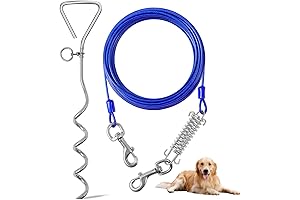 40ft Dog Tie Out Cable and Stake for Small to Large Dogs