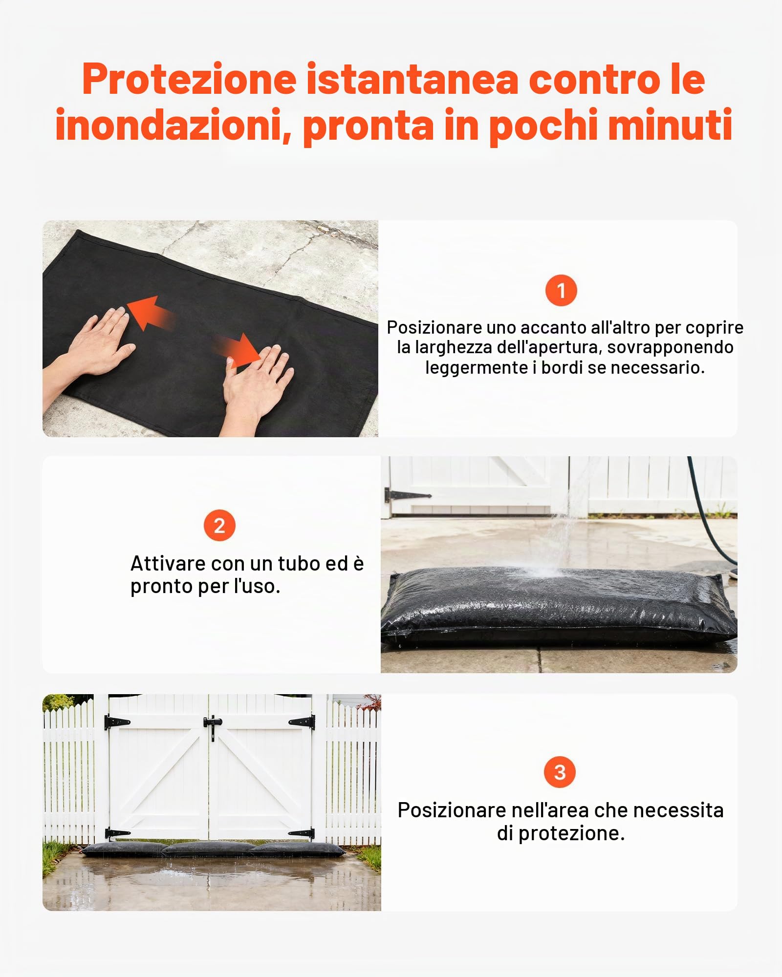 VEVOR Barriera Antiallagamento Set di Sacco di Sabbia per Allagamento Senza Sabbia per Protezione Antiallagamento Sacchi Antiallagamento per Porte Seminterrato Garage Set di Sacco 6 pz