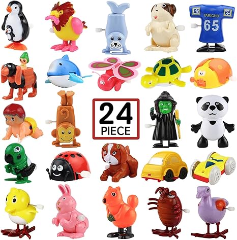 Laxdacee Wind-Up Toys, 24 Pack Assorted Mini Toy for Kid Party Favors, Pinata Goody Bag Filler Stocking Stuffers for Boy Girl Children, Birthday Gifts Carnival Small Prizes Classroom Incentive Reward