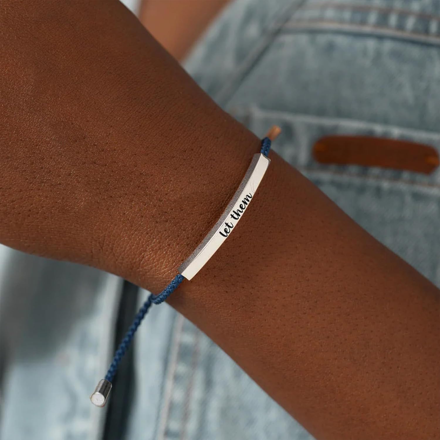 Let Them Bracelet for Women Dont Let The Hard Days Win Bracelet Stainless Steel Motivational Bracelet Adjustable Hand Braided String Bracelet Inspirational Jewelry Gifts - Image 2