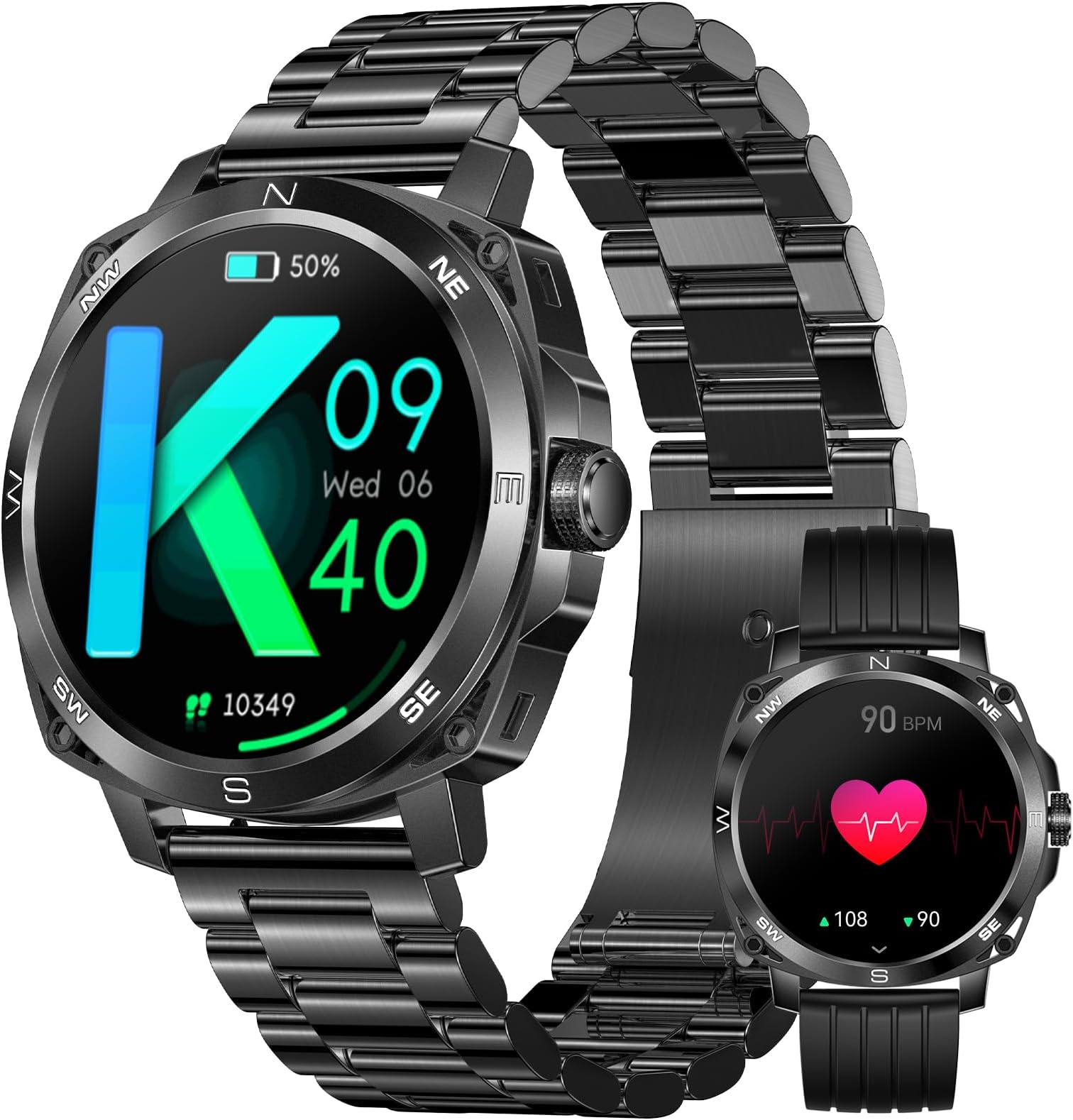 Smart Watch for Men Bluetooth Call 1.5" HD Screen IP68 Waterproof Outdoor Fitness Sport Activity Heart Rate Sleep Monitor Step Counter Digital Watches Smartwatch for IOS Android [2 Straps]