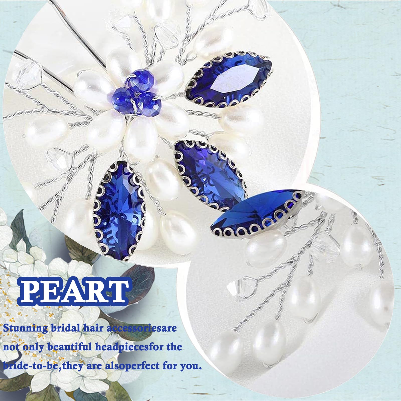 Pettine per capelli da sposa in cristallo di zaffiro, accessori per capelli da sposa in argento, fermaglio per capelli da sposa blu navy, pettine da sposa con strass, copricapo da sposa laterale
