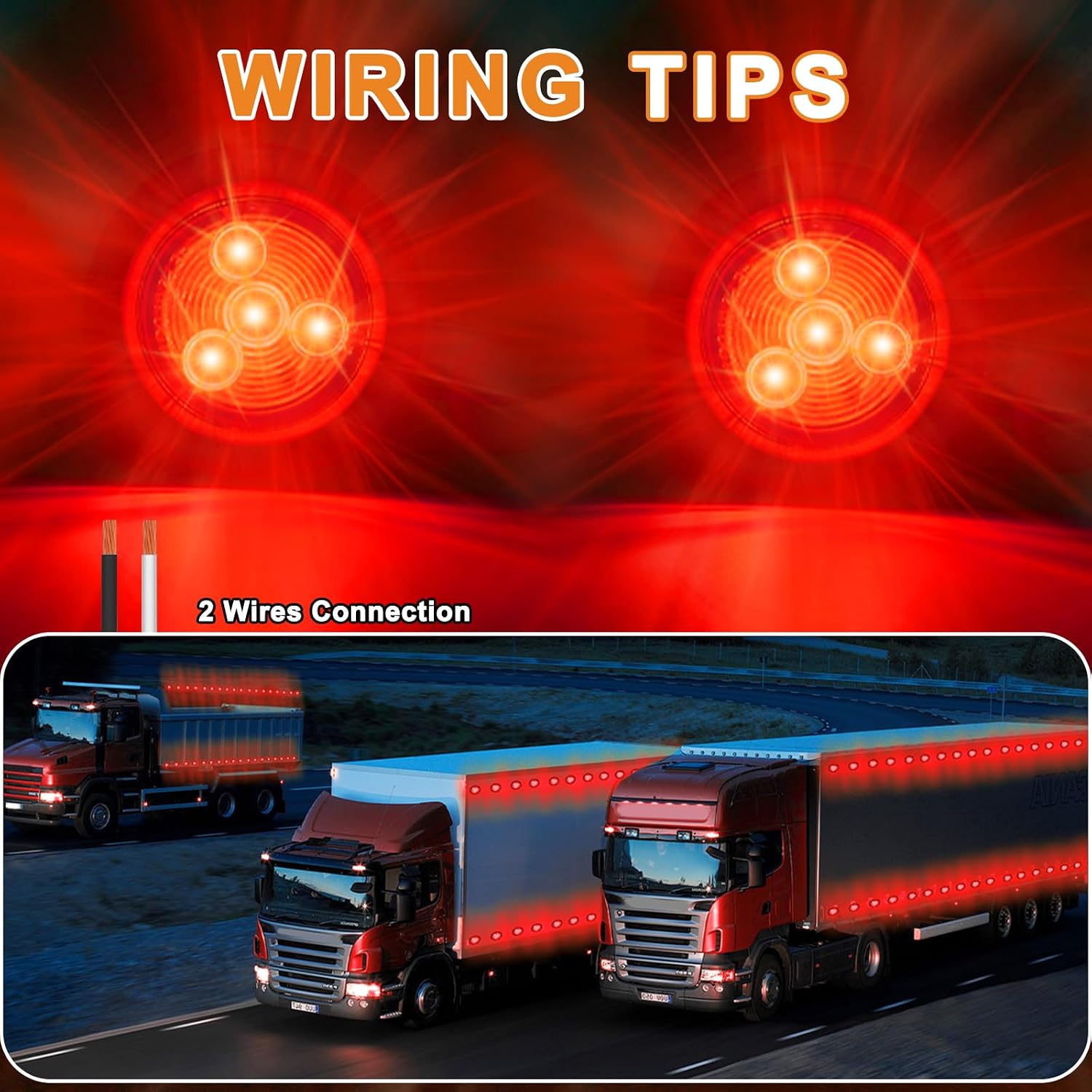 10x Red 2" Round Led Clearance Marker Light 4 LED Grommet & Pigtails w Reflex Lens, [DOT Approved] 2 inch round led marker lights, 2 inch round led trailer lights