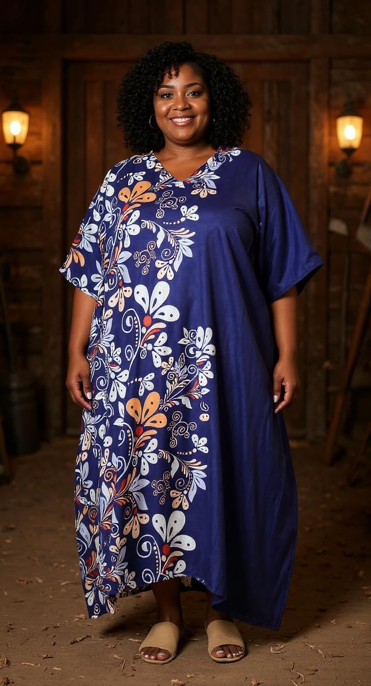 Oussum Women Long Maxi Plus Size Polyester Kaftan Caftan Gown Beach Party Casual Dress Swimwear Cover Up Lounge Resort Wear - Image 2