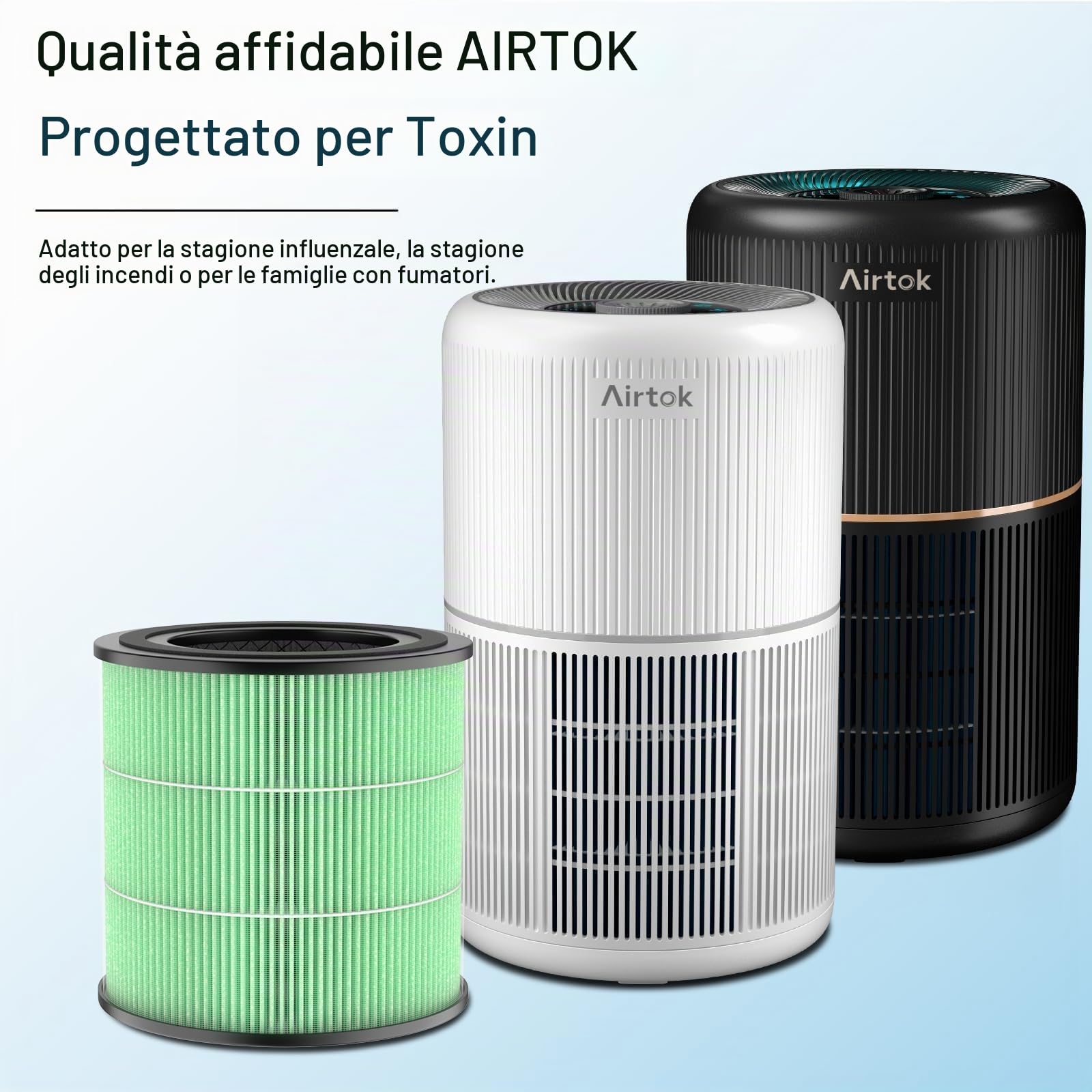 Airtok H13 Filtro di ricambio HEPA, carbone attivo ad alta efficienza, adatto al purificatore d'aria AP0601, rimuove polline, polvere, forfora di animali e altri allergeni