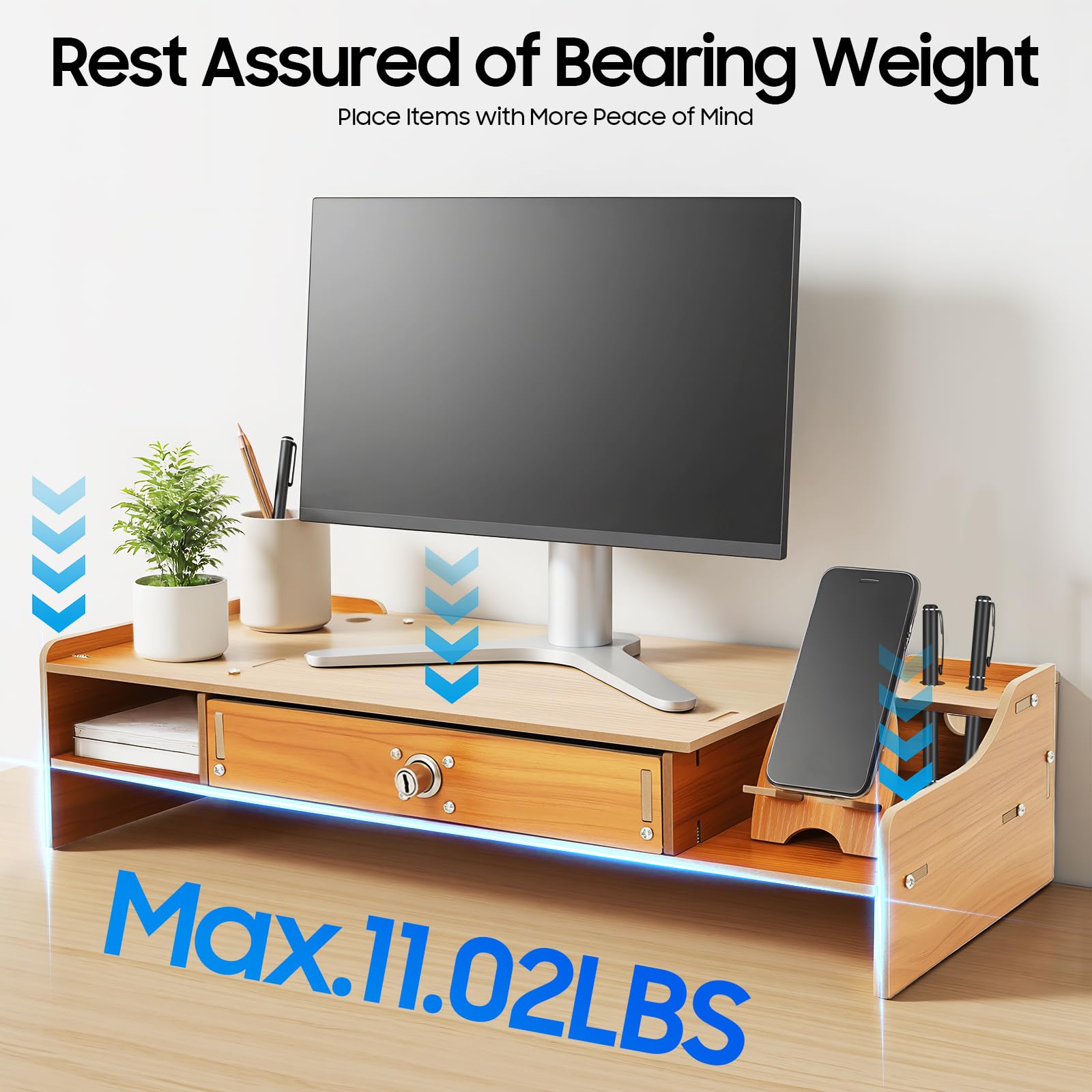 CARO Möbel Monitorstandaard Monitor Bureau Opzetstuk Schermverhoging In Wit 50 X 10 27 Cm B H D 657917819