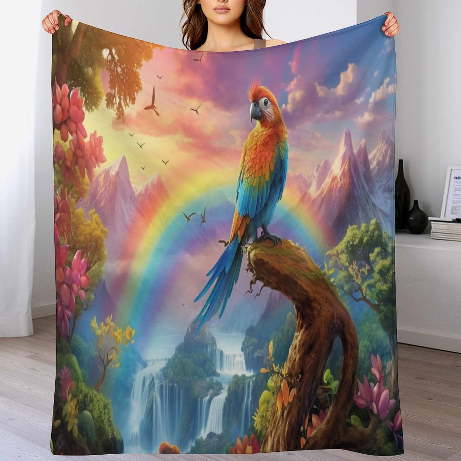 Couverture polaire perroquet contre le froid nocturne : plaid lit chaud et moelleux