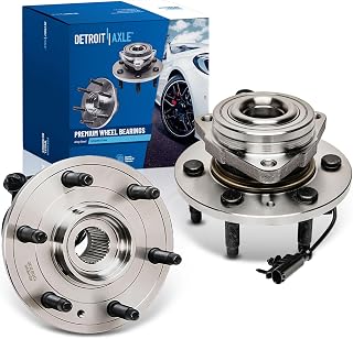 Detroit Axle Front Wheel Bearing Hubs Pair for Chevy Silverado GMC Sierra Yukon Tahoe 1500 4WD - 2007-2014, 6-Lug ABS, 10-Year Warranty