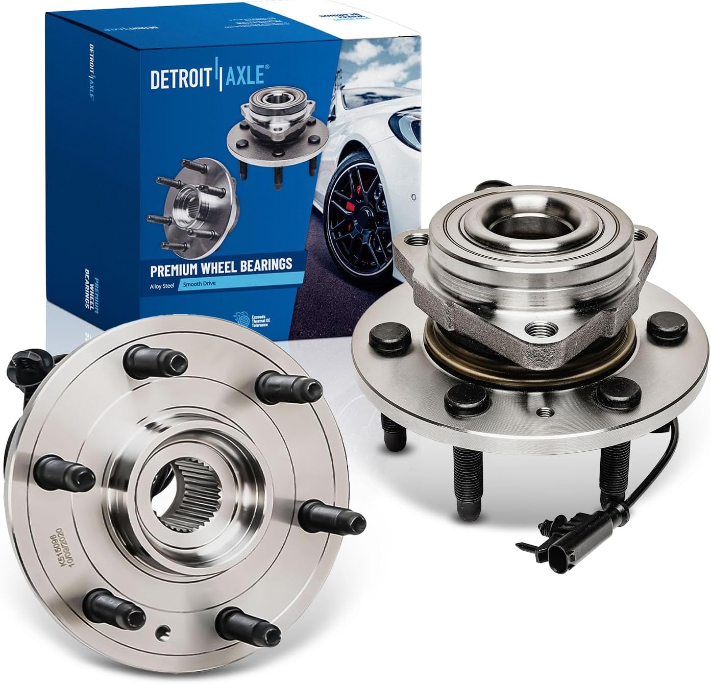 Detroit Axle - 4WD Front Wheel Bearing Hubs for Chevy GMC Silverado Suburban Sierra Yukon XL 1500 Tahoe Avalanche Cadillac Escalade ESV EXT Wheel Bearing and Hubs Assembly Set, Pair Hubs Replacement