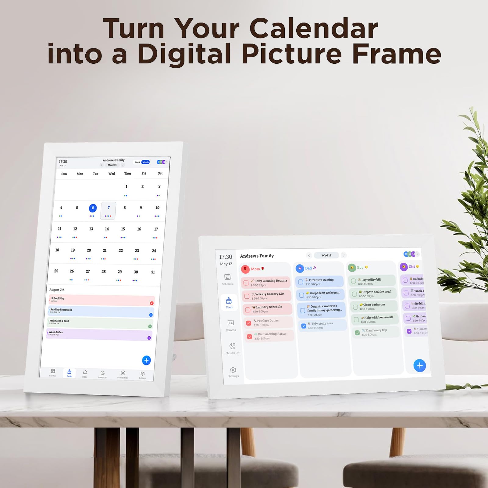 Calendario Digitale 10,1 Pollici Pianificatore Familiare Grafico dei Lavori Domestici Calendario Parete Digitale Interattivo per Famiglia Calendario Touch Screen Elettronico per