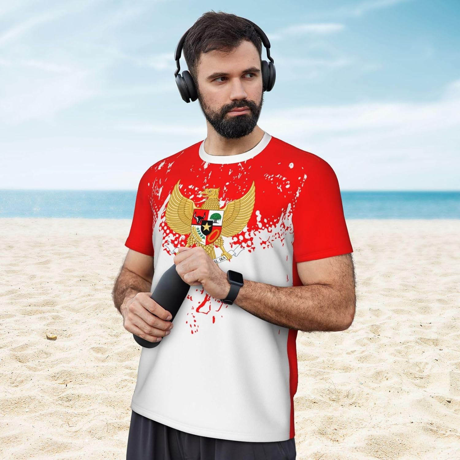 Indonesia Flag Grain T-Shirt for Running Soccer Tennis Fitness Sports Jerseys Shirts