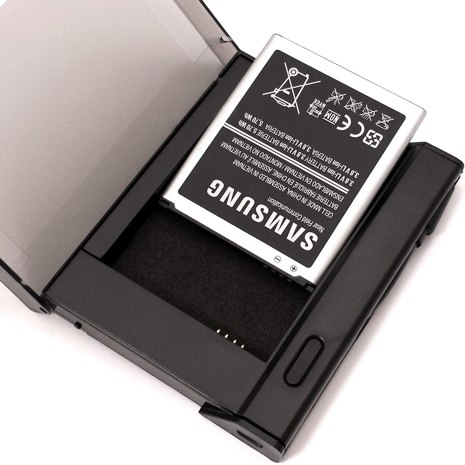 iXium® USB External Battery Charging Dock Case Portable for the Samsung Galaxy S3 Mini i8190 Black