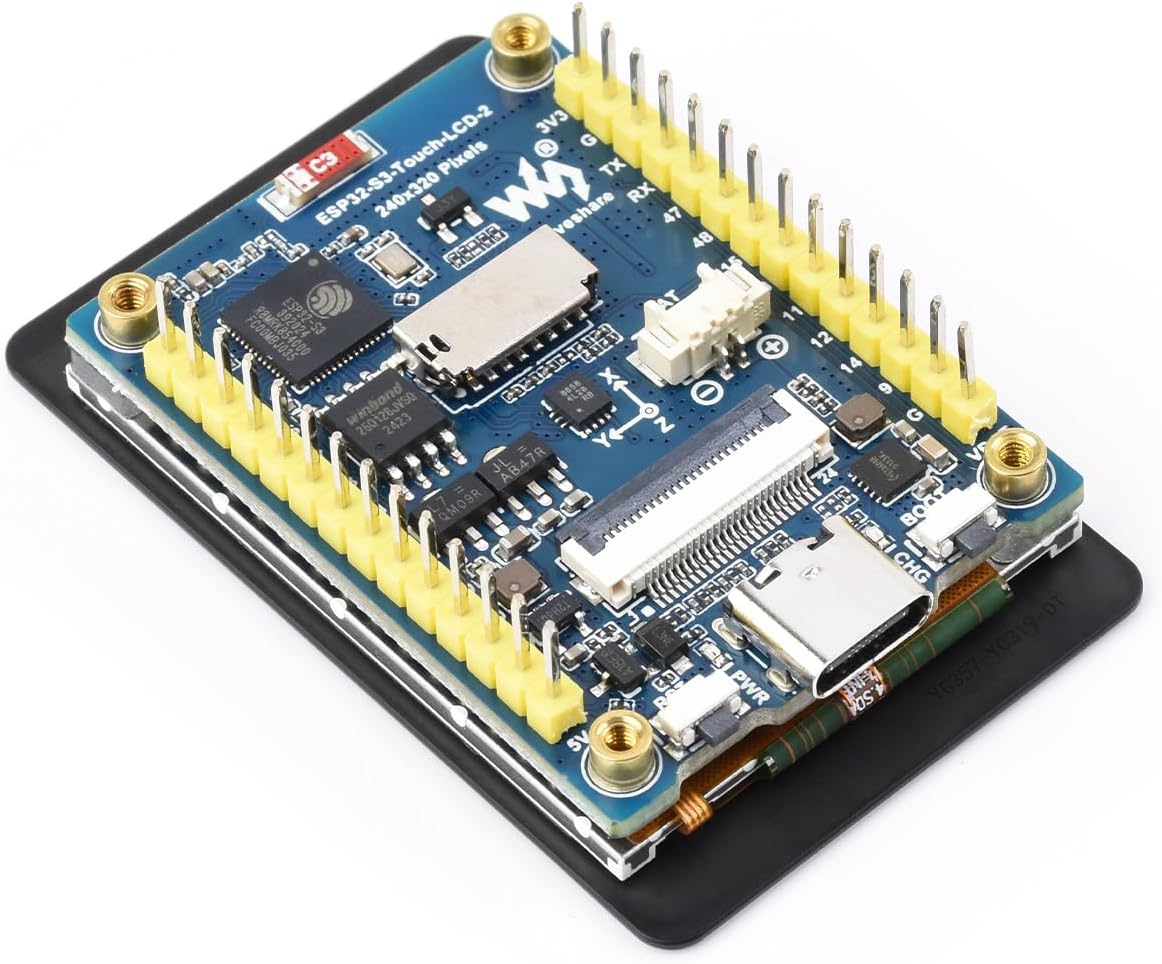 ESP32-S3 2inch Capacitive Touch Display Development Board, Onboard 2inch IPS Touchscreen 240x320 Pixels, 32-bit LX7 Dual-core Processor, Supports WiFi & Bluetooth (Without Camera Module)