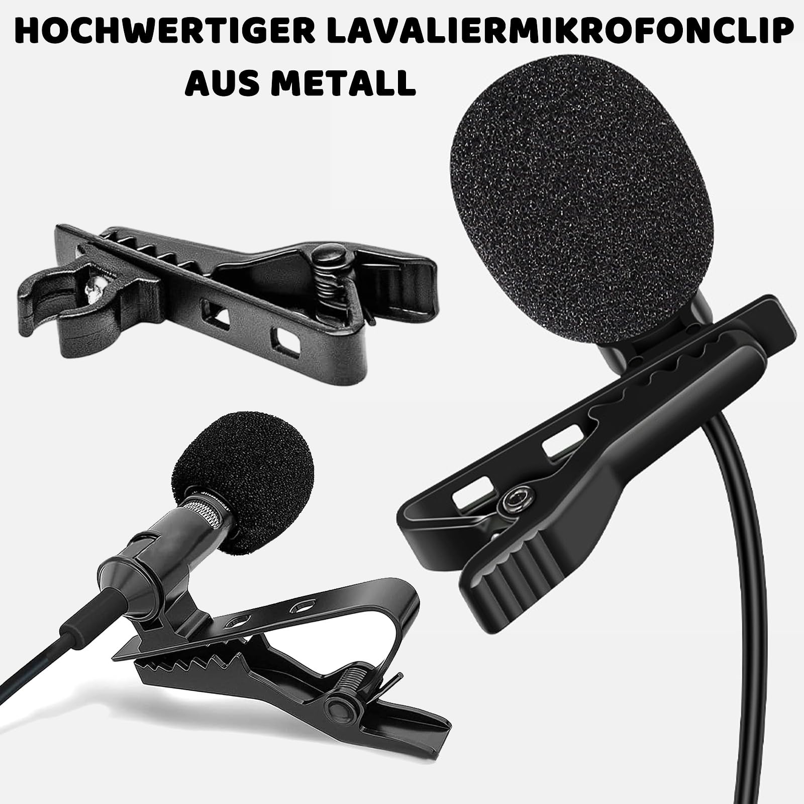 Lavaliermikrofon Clip,10 Stück Mikrofon Mic Clips,Metall Mikrofon Clip,Mini Mic Lavalier Clip,Schwarzer Kragenclip,Kleine Draht Clips für Interview Meeting Lectures Online Chat