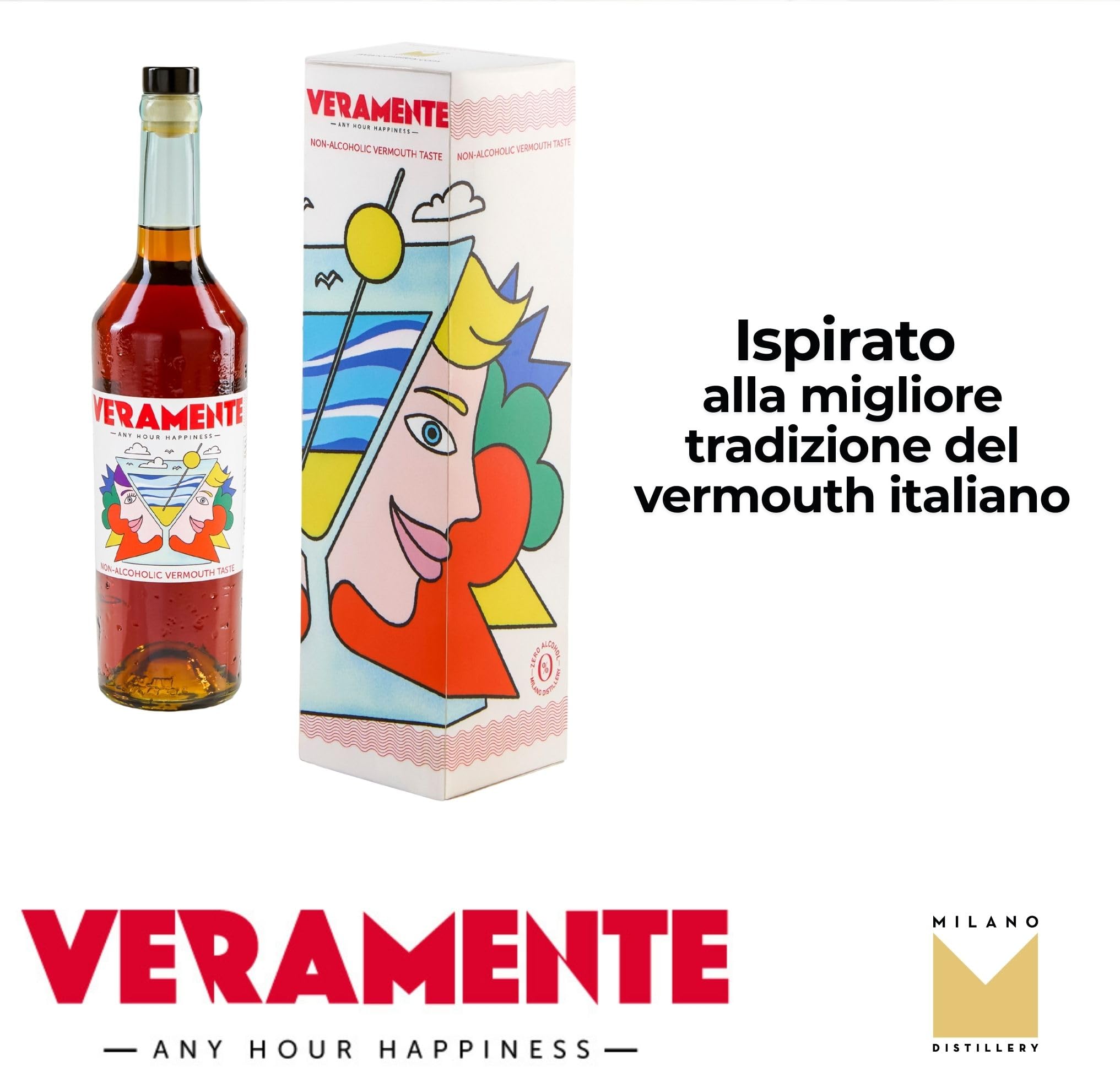 Vermouth Analcolico Veramente – Infuso Botanico con Aromi Naturali di Assenzio, Arancia, Salvia, Rabarbaro, Aromi naturali – Bottiglia di Vetro da 750 ml