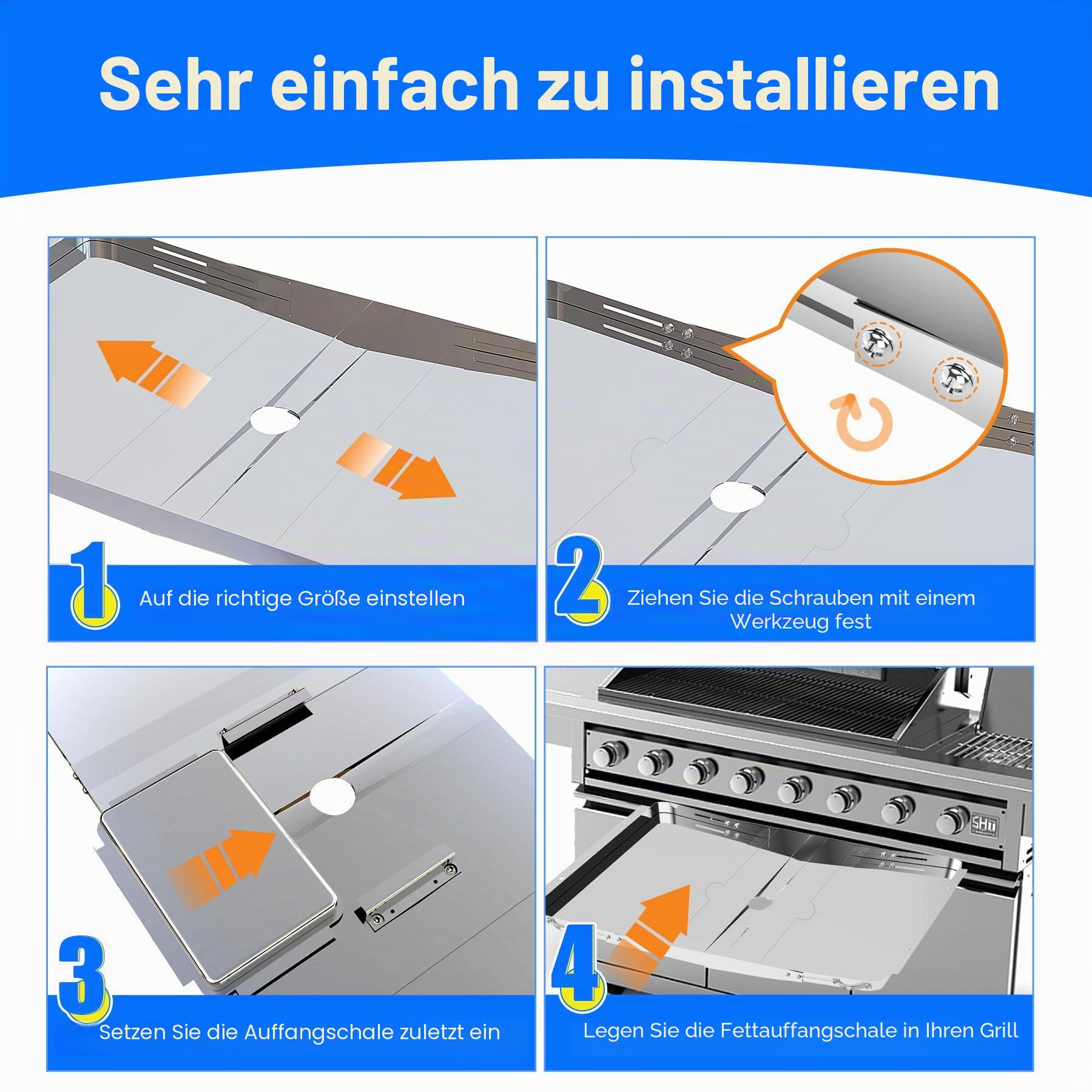 Grill-Fettwanne Ersatz für Dyna Glo mit Auffangwanne, universell 63,5 cm - 86,4 cm, verstellbare Tropfwanne, Ersatz für 4/5/6 Brenner-Gasmodelle von Nexgrill Charbroil Kenmore Expert Grill BHG