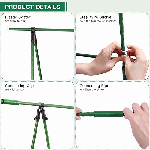 Miniatura 4 de Aboofx Enrejado de jardín de 48 x 48 pulgadas para plantas trepadoras, enrejado de pepino plegable con marco en A para cama elevada, enrejado de