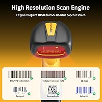 Vista 9 de NetumScan Escáner de código de barras QR Bluetooth industrial, IP67 impermeable y 7M a prueba de caídas, sensor CMOS de 1.3 M, escáner de código