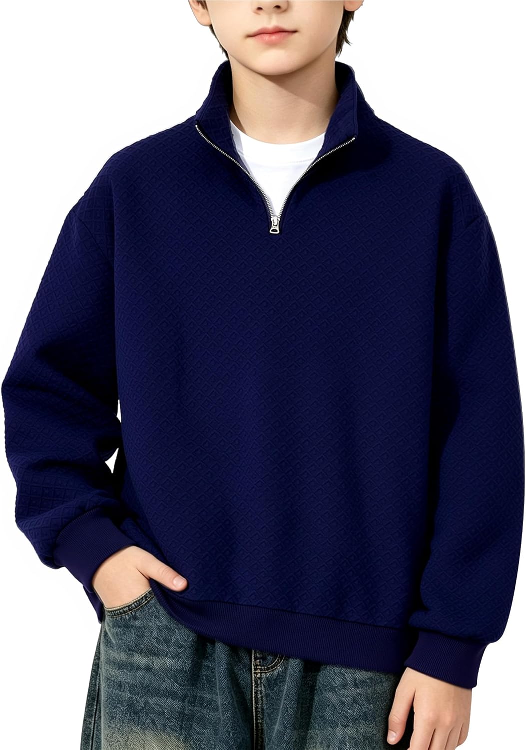 Kids Boys Sweatshirt Quarter Zip Pullover Fall Clothes 7-14 Years