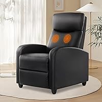 DUMOS Massage Recliner Chair for Adults - Adjustable PU Leather Living Room Recliner with 8 Modes, Footrest, Black Home Theater Seat