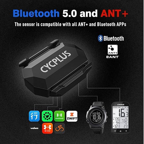 Miniatura 4 de CYCPLUS Sensor de velocidad y cadencia de ciclismo Bluetooth y ANT+ Sensor inalámbrico de cadencia de bicicleta Velocidad IP67 impermeable