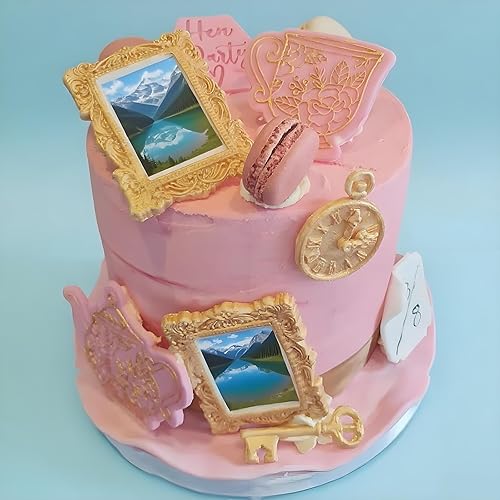 Miniatura 10 de Moldes de silicona para marco de fotos, moldes de fondant con borde floral para tartas, marcos de fotos de alivio barroco, moldes para hornear